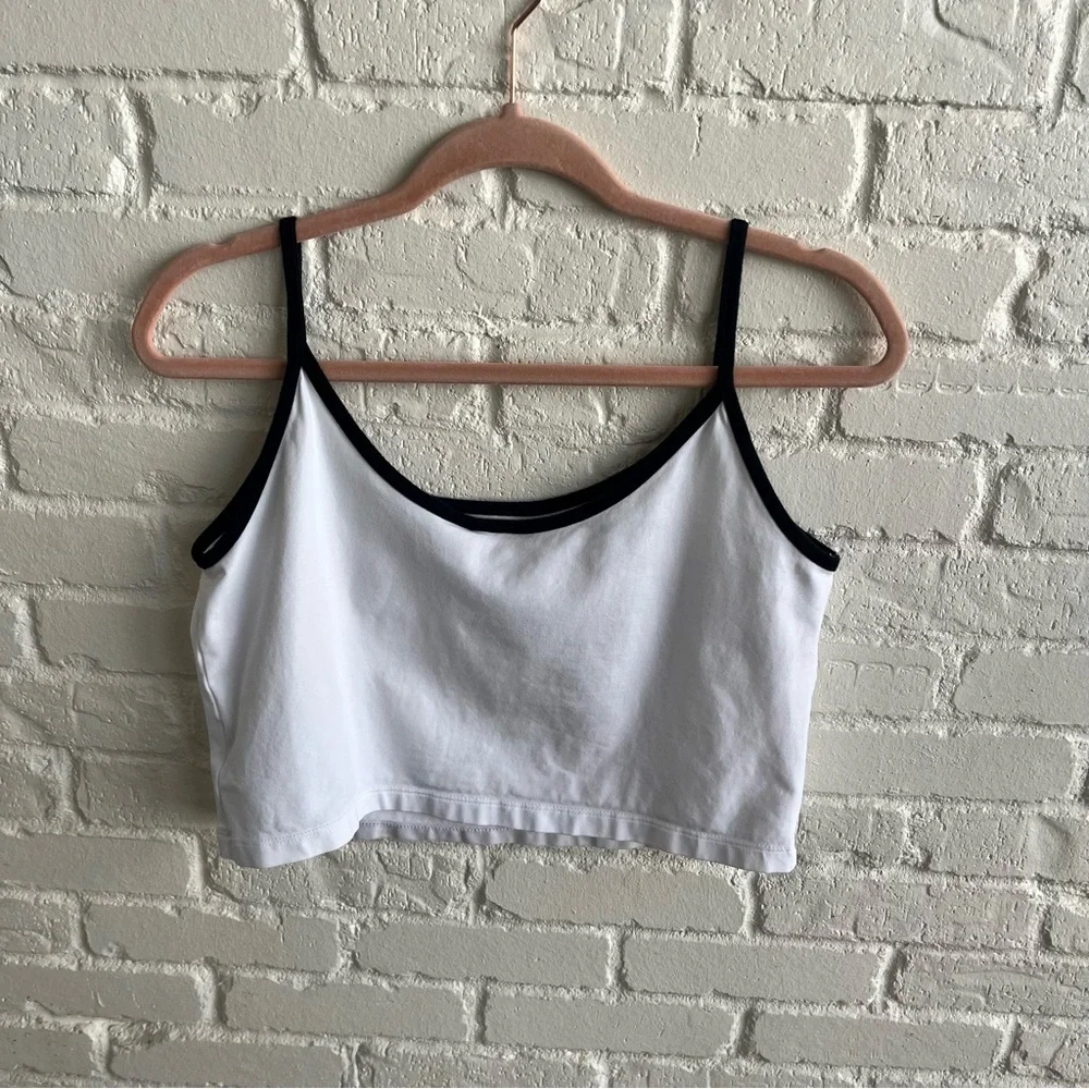 adidas White and Black Cropped Tank Top